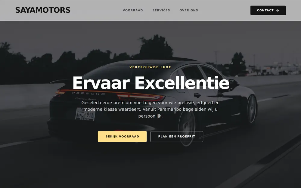 Screenshot of the SayaMotors demo website